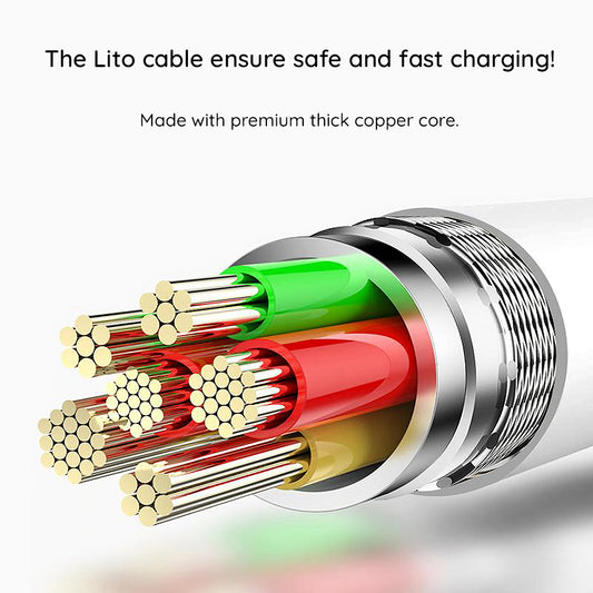 Кабел за данни и зареждане USB-C - Lightning Lito LD03, 60W, 1m, Бял