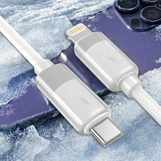 Кабел за данни и зареждане USB-C - Lightning Lito LD07, 27W, 1m, Бял