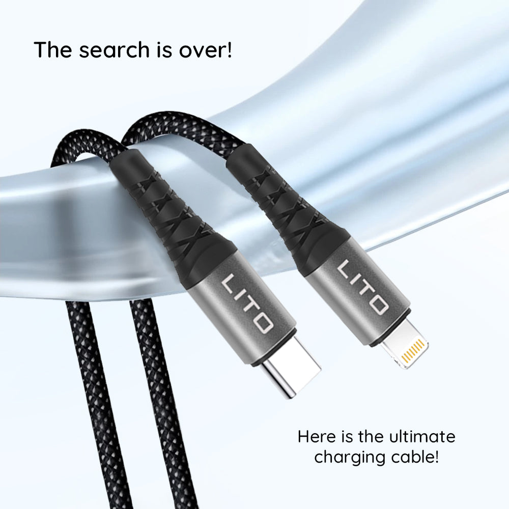 Кабел за данни и зареждане USB-C - Lightning Lito LD08CL, 27W, 1m, Черен