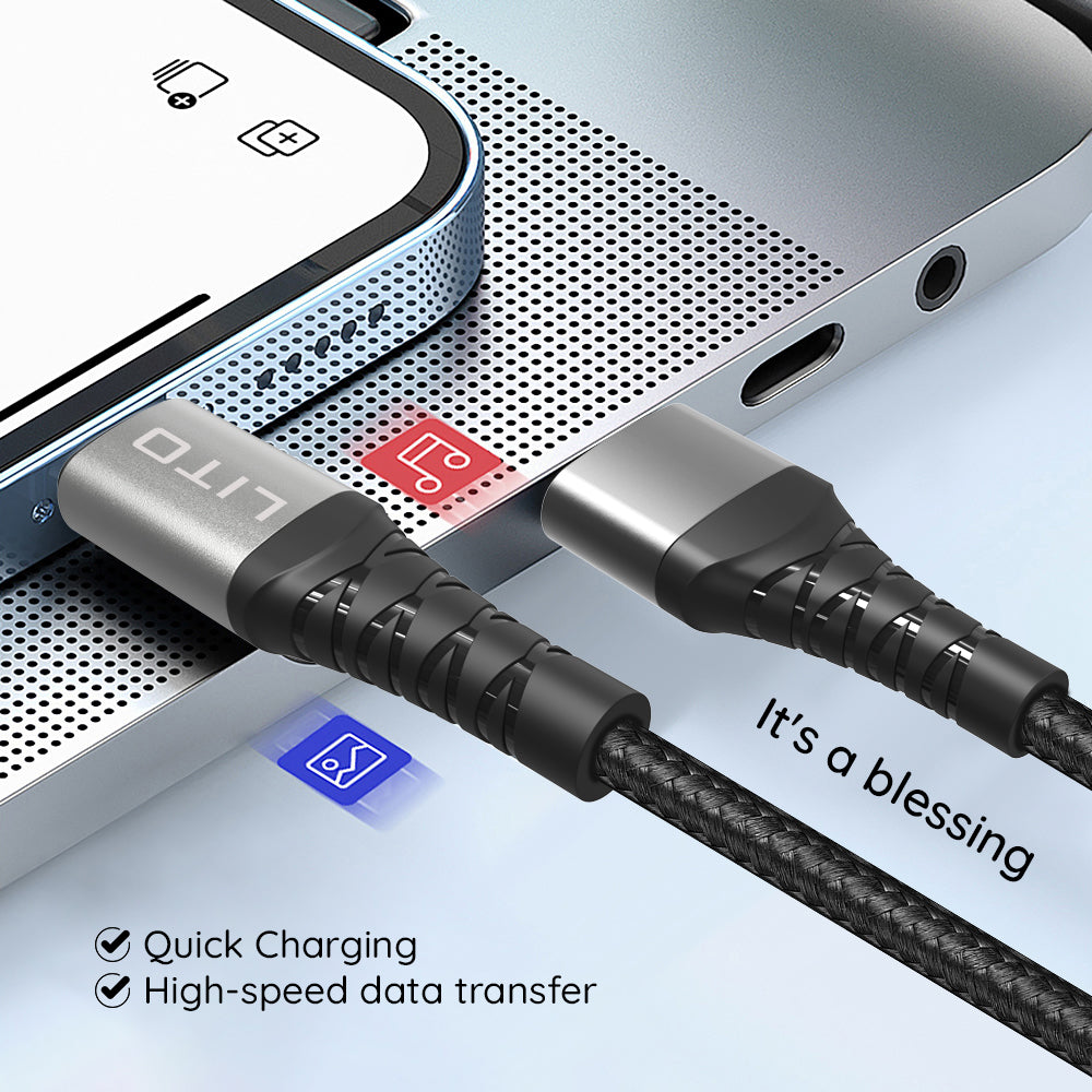 Кабел за данни и зареждане USB-C - Lightning Lito LD08CL, 27W, 1m, Черен