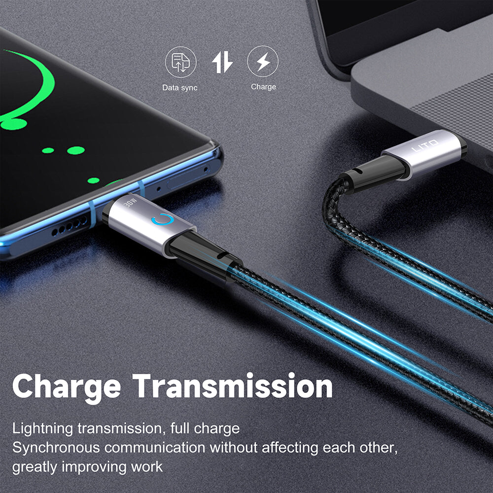 Кабел за данни и зареждане USB-C - Lightning Lito LD10CL, 30W, 1m, Черен
