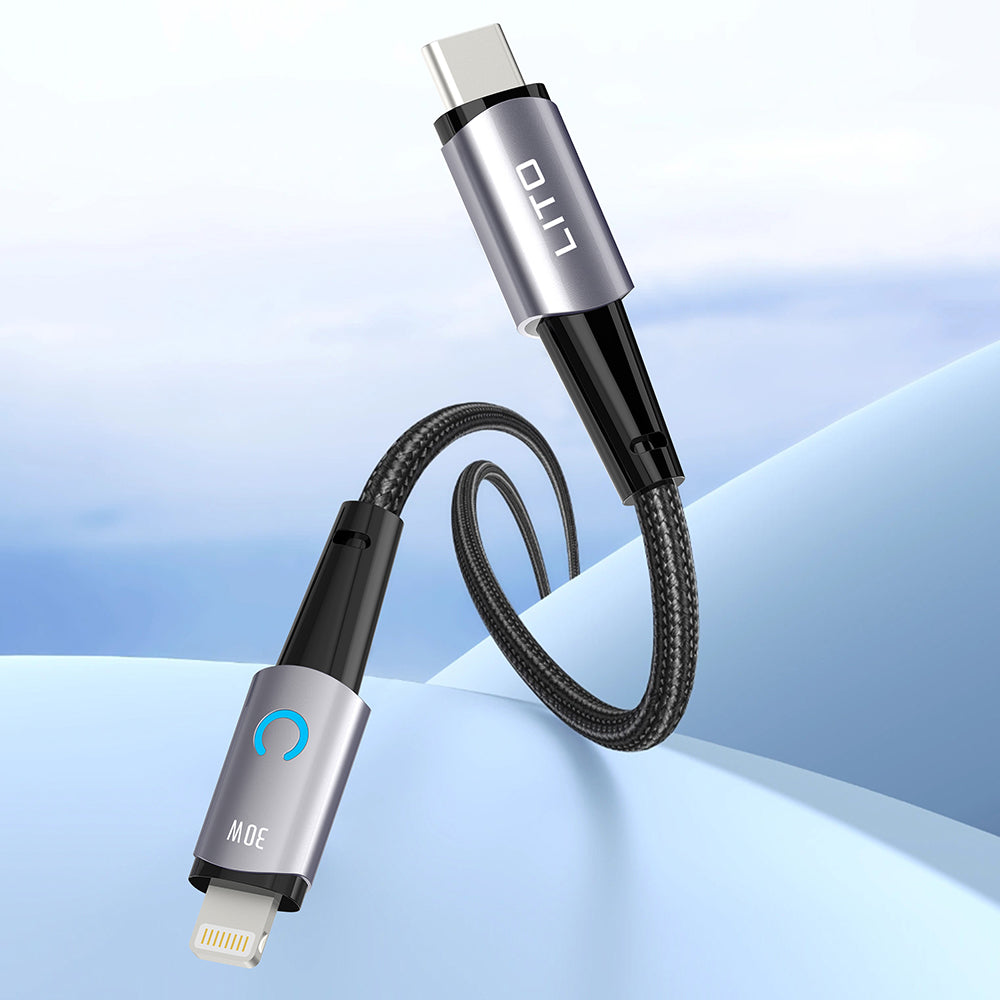 Кабел за данни и зареждане USB-C - Lightning Lito LD10CL, 30W, 1m, Черен