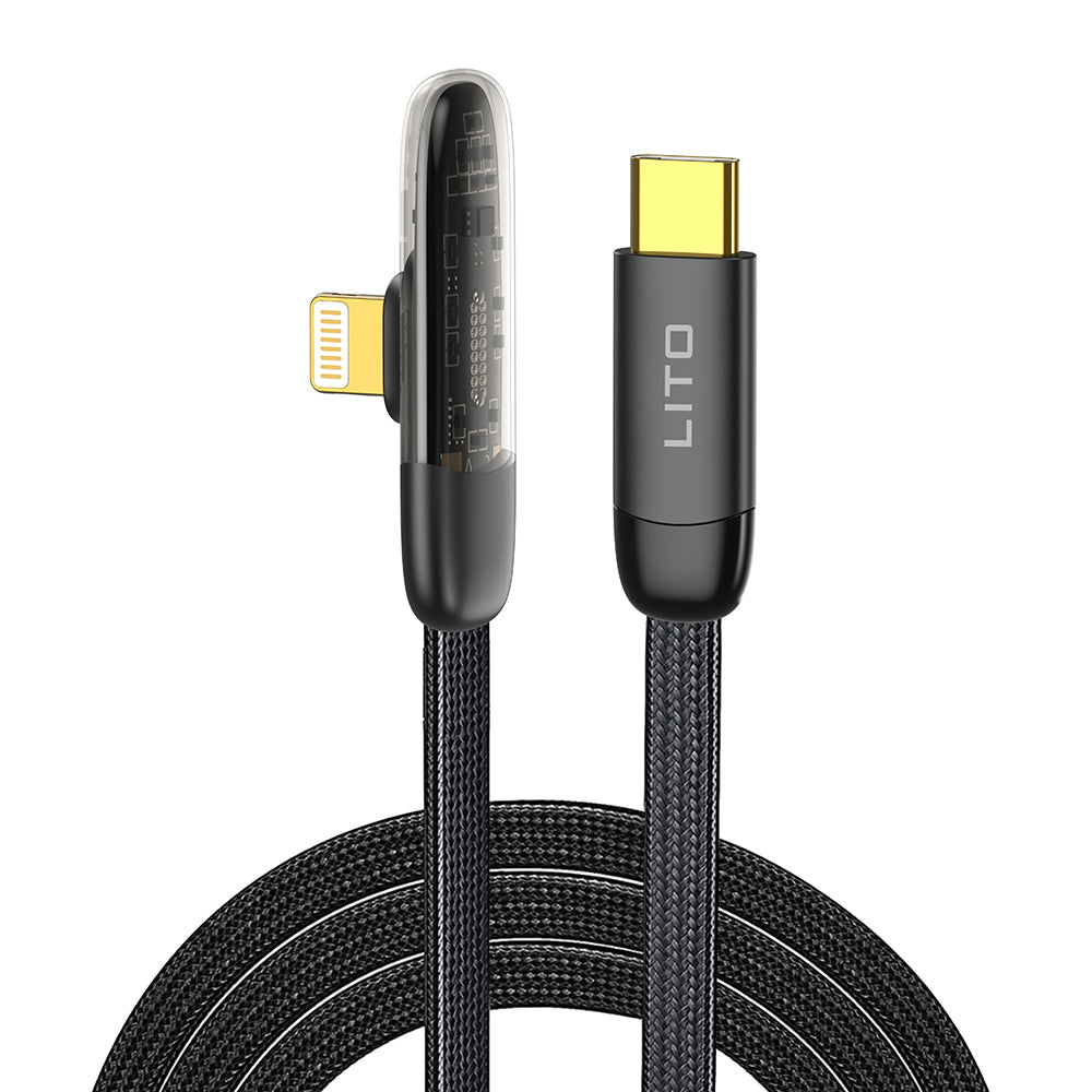 Кабел за данни и зареждане USB-C - Lightning Lito LD11CL, 30W, 1m, Черен