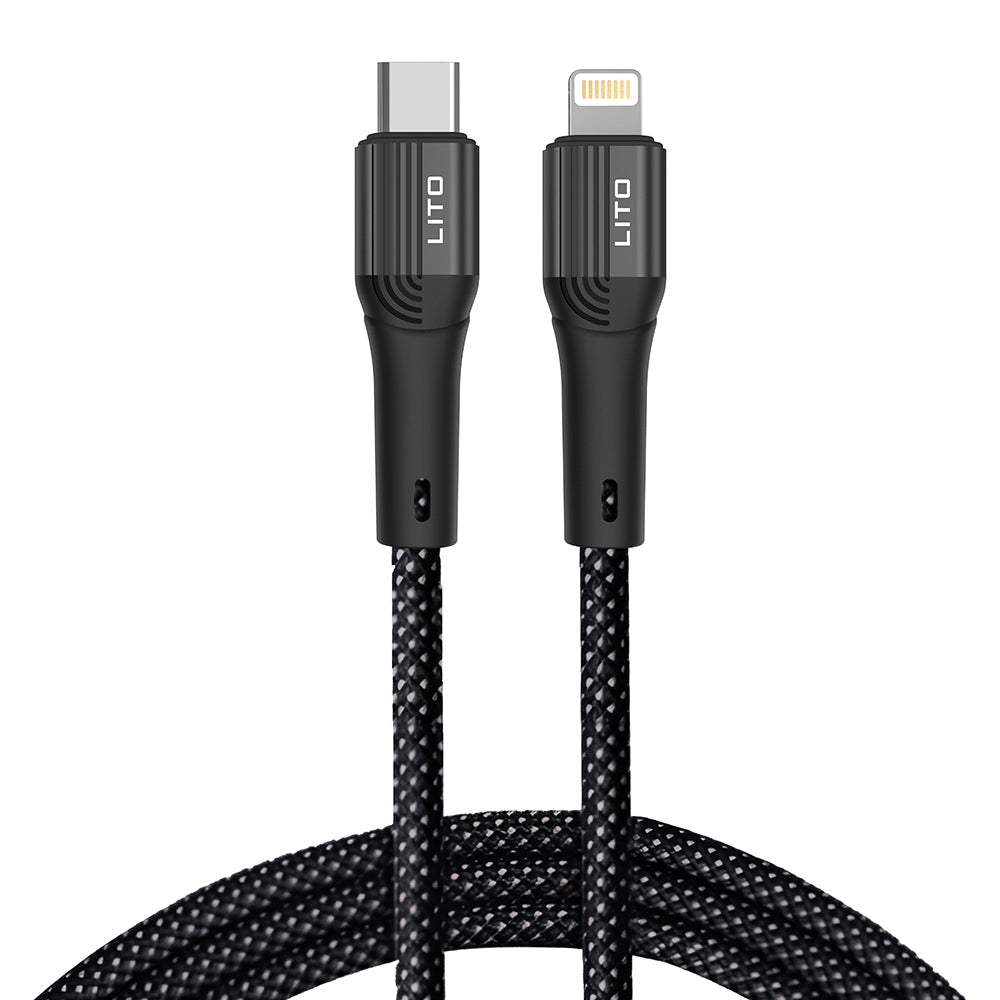 Кабел за данни и зареждане USB-C - Lightning Lito LD14CL, 30W, 1m, Черен
