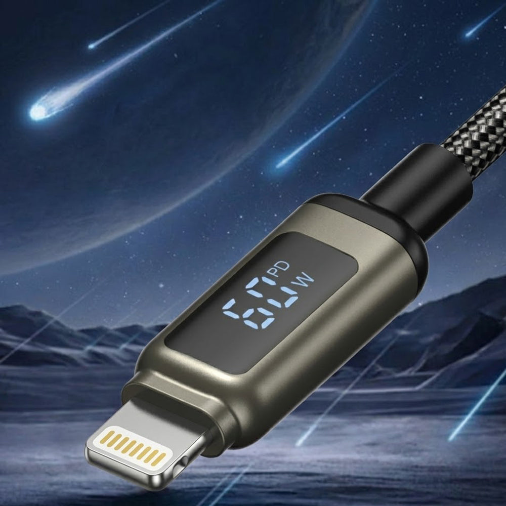 Кабел за данни и зареждане USB-C - Lightning Lito LD15 Display, 27W, 1m, Черен