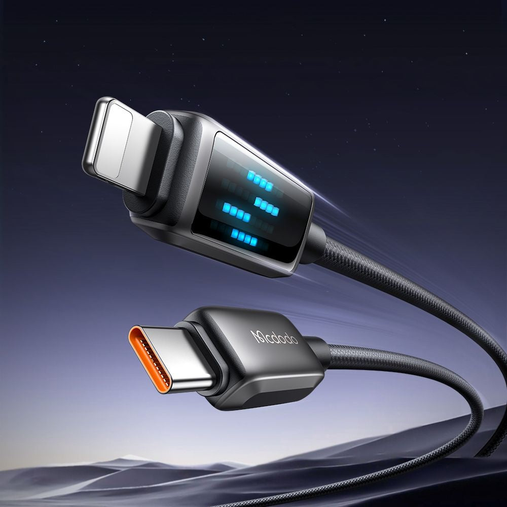 Кабел за данни и зареждане USB-C - Lightning McDodo CA-2630 Display, 36W, 1.2m, Черен