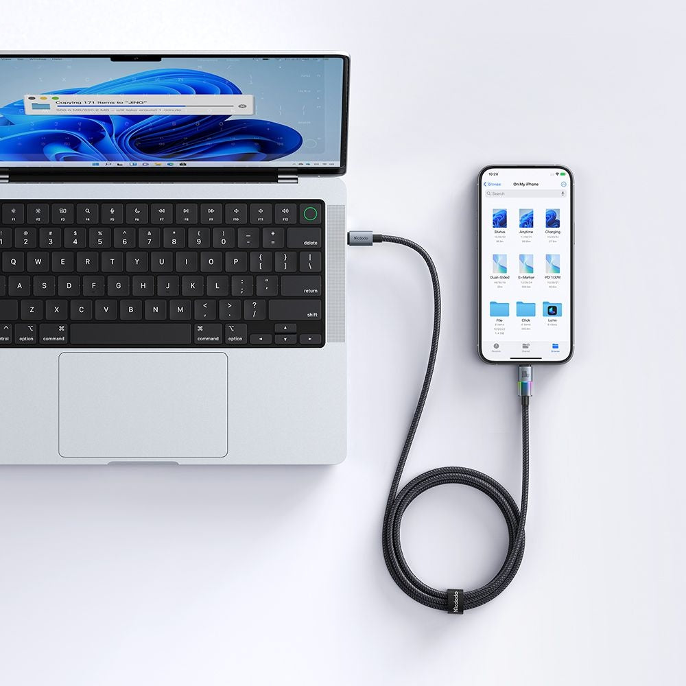 Кабел за данни и зареждане USB-C - Lightning McDodo CA-8190 Colorful, 36W, 1.2m, Черен