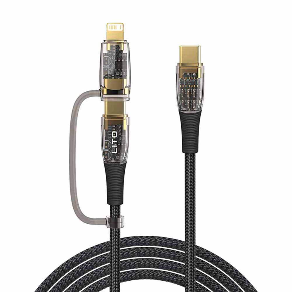 Кабел за данни и зареждане USB-C - Lightning / USB-C Lito LD12, 60W, 1.2m, Черен