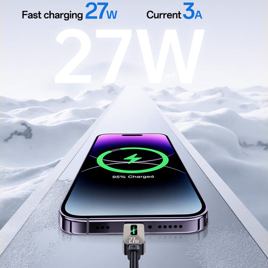 Кабел за данни и зареждане USB-C - Lightning Yesido CA199, 27W, 1.2м, Черен