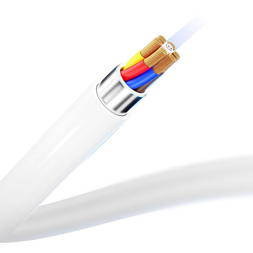 Кабел за данни и зареждане USB-C - USB-C 3MK Hyper, 100W, 2м, бял