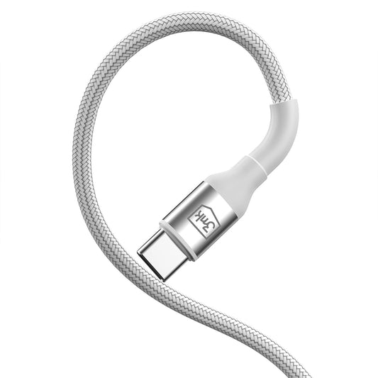 Кабел за данни и зареждане USB-C - USB-C 3MK Hyper N, 60W, 1m, Бял