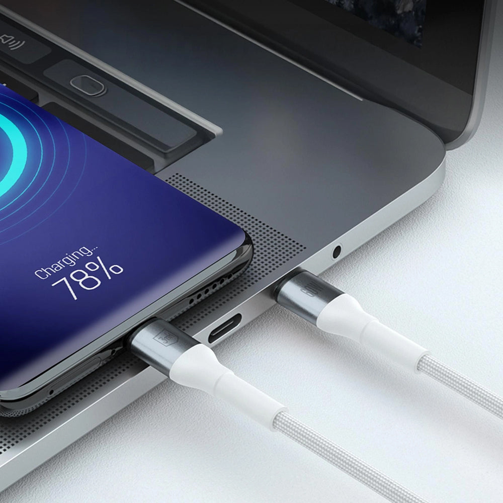 Кабел за данни и зареждане USB-C - USB-C 3MK Hyper N, 60W, 1m, Бял