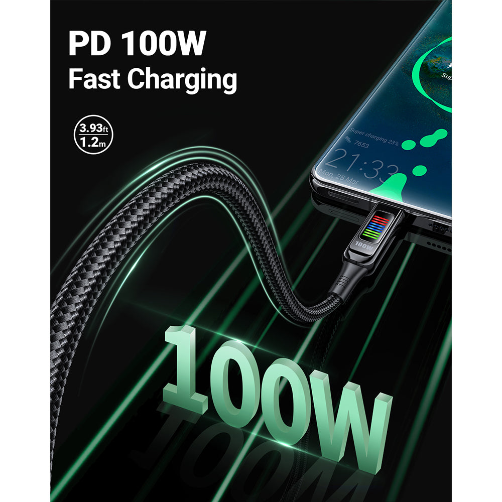 Кабел за данни и зареждане USB-C - USB-C Acefast C7-03, 100W, 1.2m, Черен