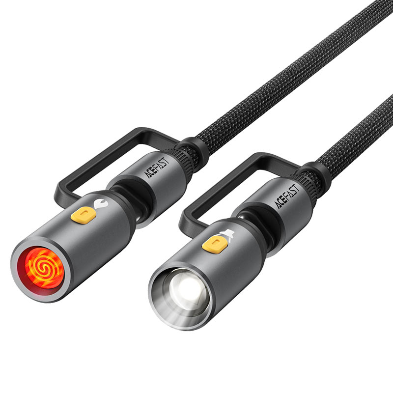 USB-C Data and Charging Cable / Flashlight - USB-C / Acefast J4 Electric Lighter, 60W, 1.2m, Black