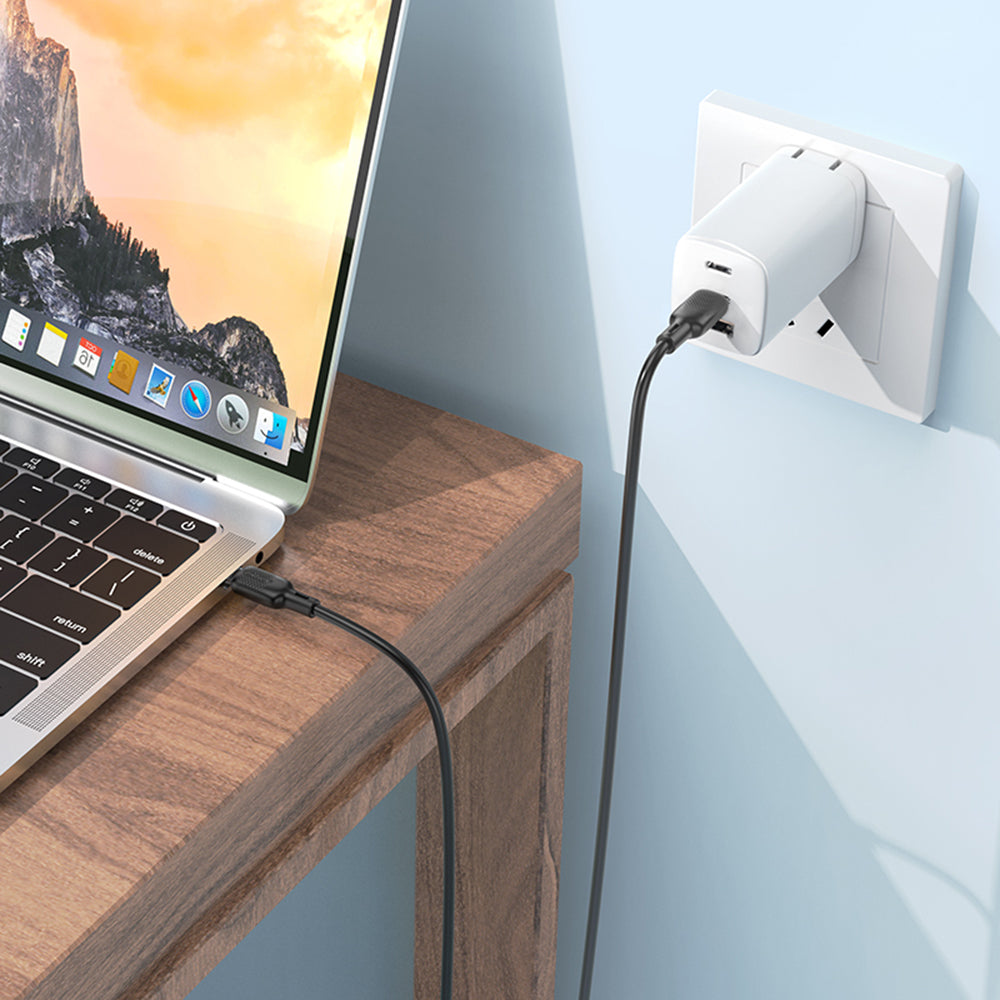 Кабел за данни и зареждане USB-C - USB-C Borofone BX113 Lenny, 60W, 2m, Черен