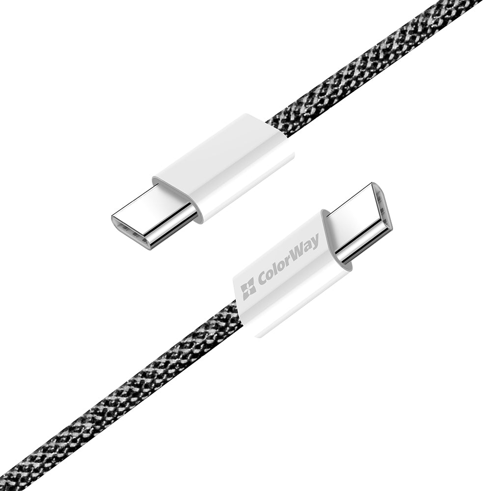 Кабел за данни и зареждане USB-C - USB-C ColorWay CW-CBPDCC061, 60W, 1m, Черен