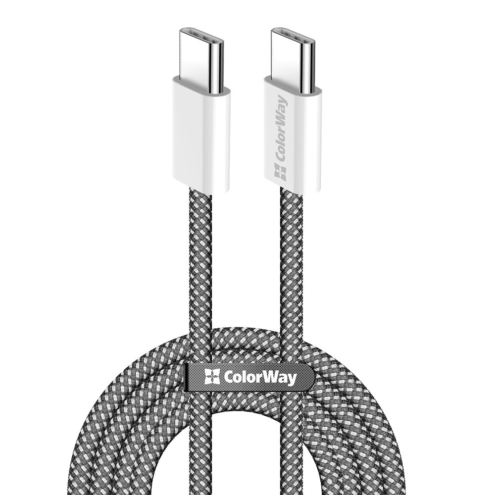 Кабел за данни и зареждане USB-C - USB-C ColorWay CW-CBPDCC061, 60W, 1m, Черен