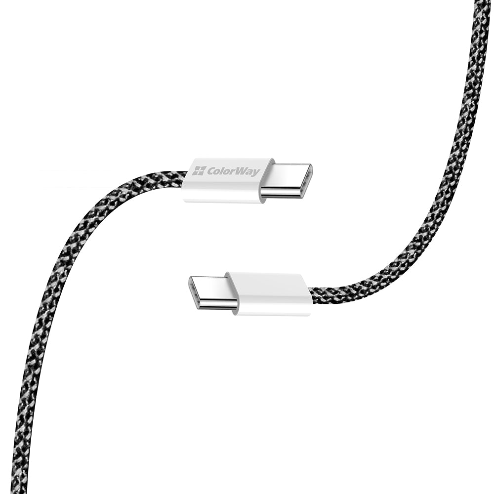 Кабел за данни и зареждане USB-C - USB-C ColorWay CW-CBPDCC061, 60W, 1m, Черен