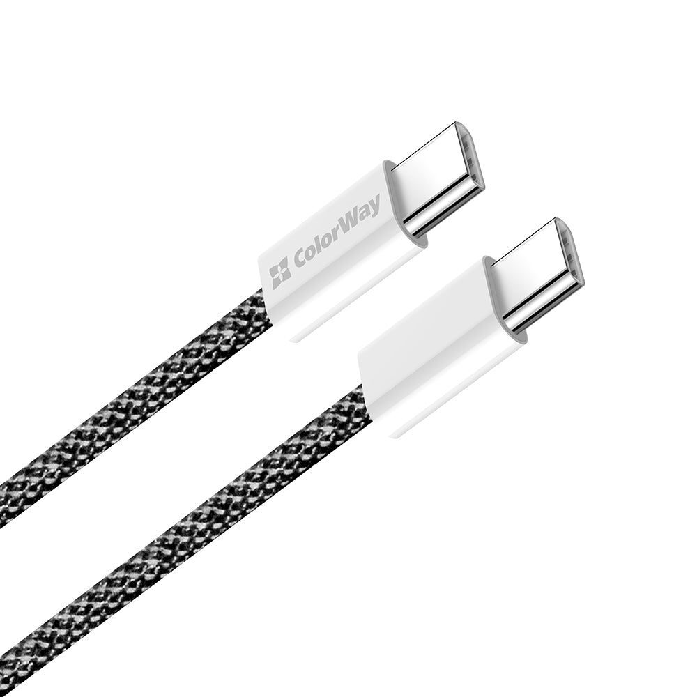 Кабел за данни и зареждане USB-C - USB-C ColorWay CW-CBPDCC061, 60W, 1m, Черен