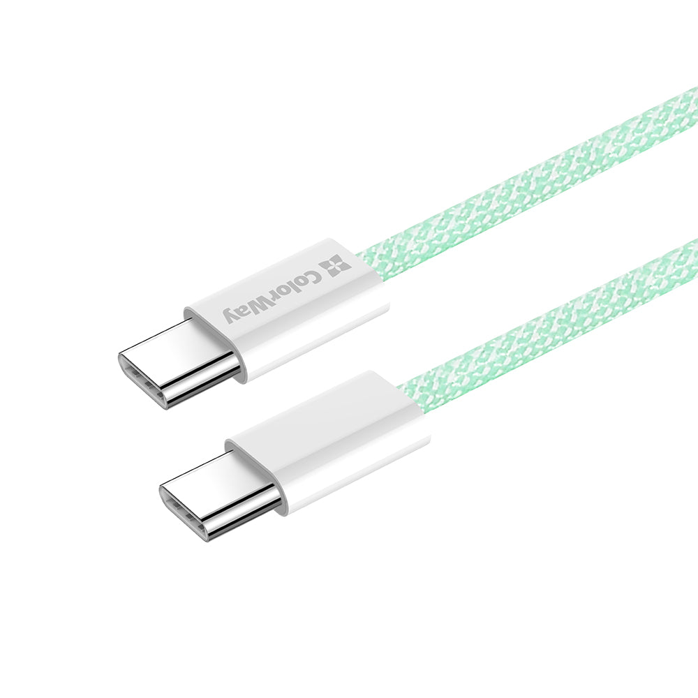 Кабел за данни и зареждане USB-C - USB-C ColorWay CW-CBPDCC061, 60W, 1m, зелен