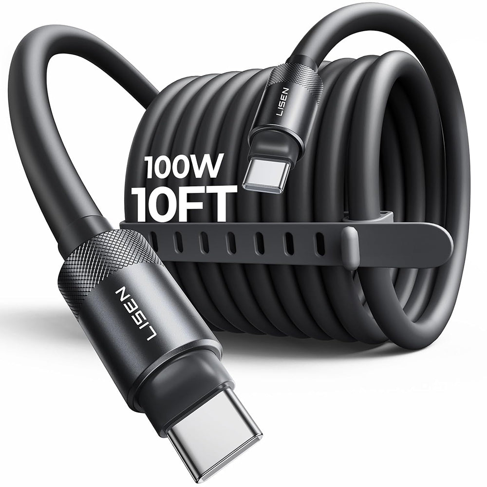 Кабел за данни и зареждане USB-C - USB-C Lisen L115, 100W, 3m, Черен YL0125040001