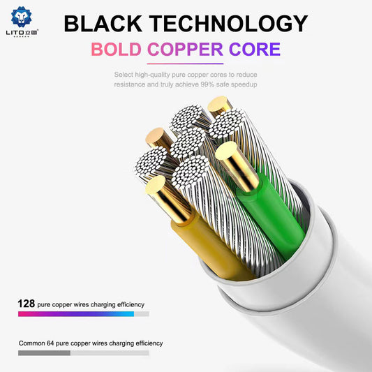 Кабел за данни и зареждане USB-C - USB-C Lito, 18W, 2m, Бял