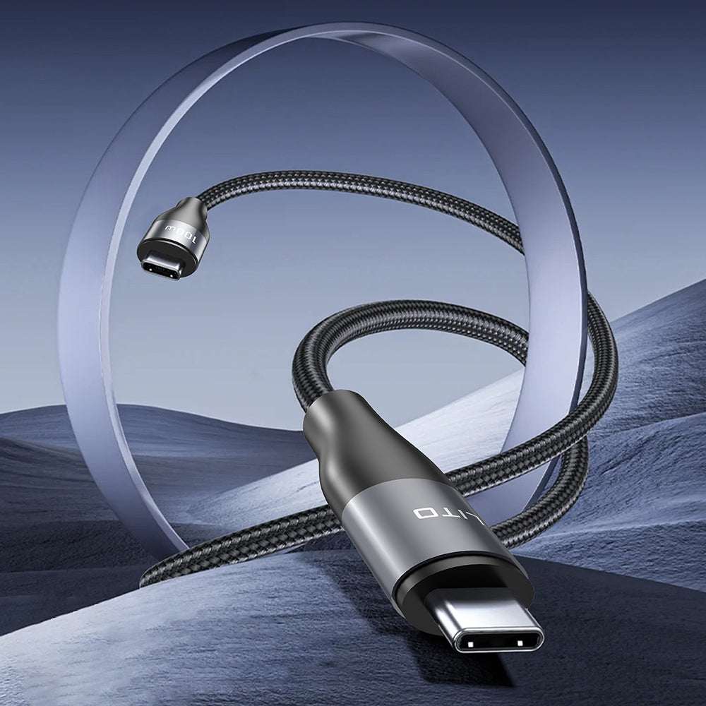 Кабел за данни и зареждане USB-C - USB-C Lito LD23CC, 100W, 1m, Сив