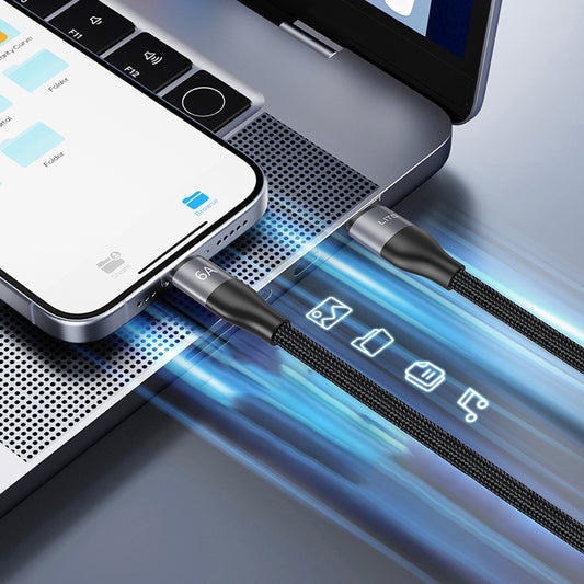 Кабел за данни и зареждане USB-C - USB-C Lito LD25CC, 100W, 2m, Сив