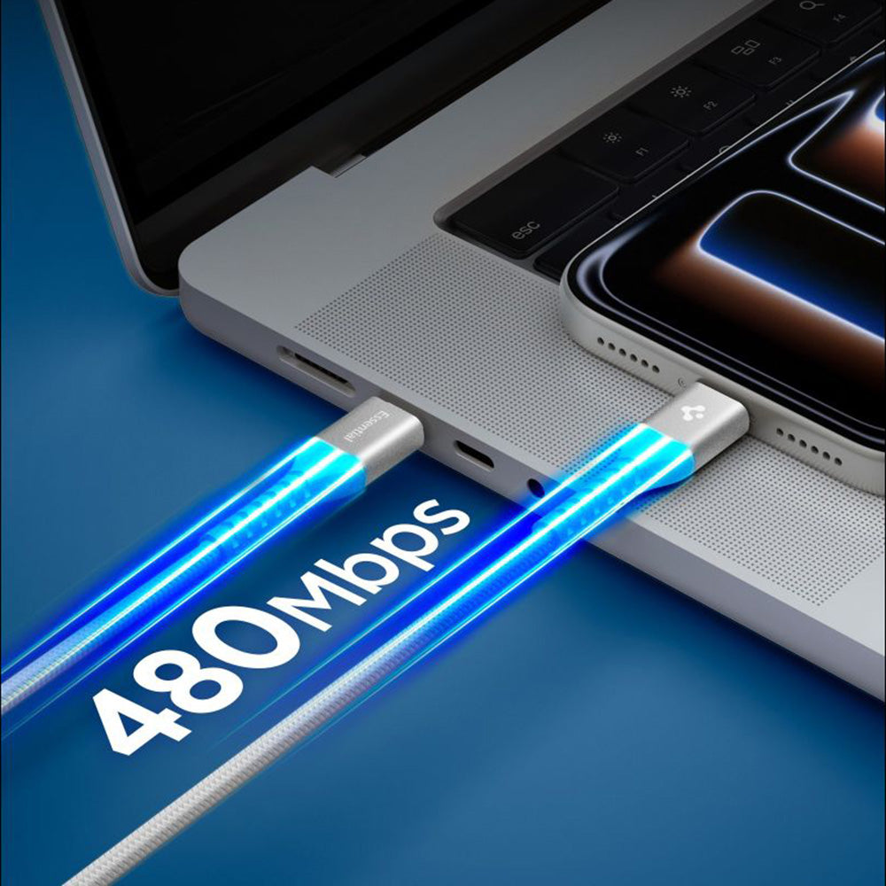Кабел за данни и зареждане USB-C - USB-C Spigen EB10010CCA, 100W, 1m, Бял ACA11102