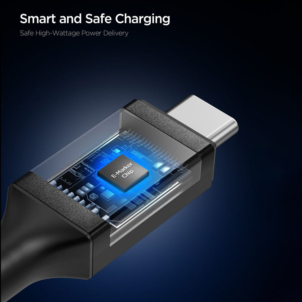 Кабел за данни и зареждане USB-C - USB-C Spigen EB10015CC, 100W, 1.5m, Черен ACA10421