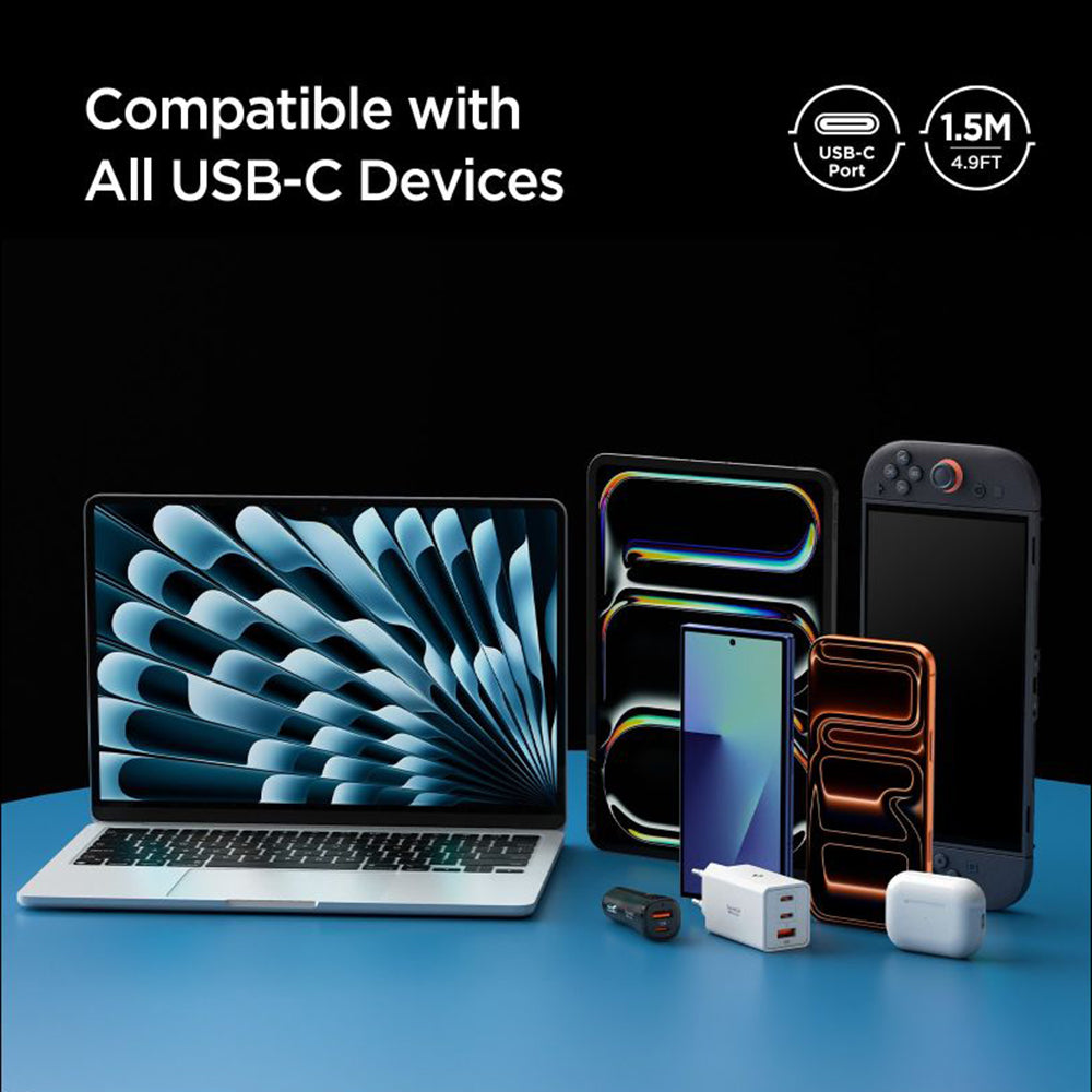 Кабел за данни и зареждане USB-C - USB-C Spigen EB10015CC, 100W, 1.5m, Черен ACA10421