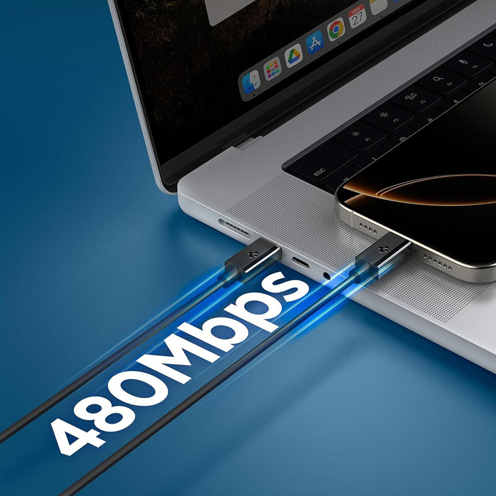 Кабел за данни и зареждане USB-C - USB-C Spigen EB6015CC, 60W, 1.5м, Черен ACA10417
