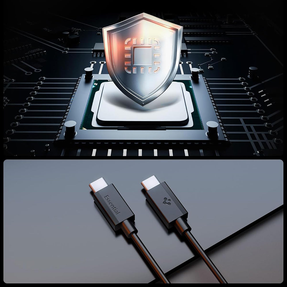 Кабел за данни и зареждане USB-C - USB-C Spigen EB6015CC, 60W, 1.5м, Черен ACA10417