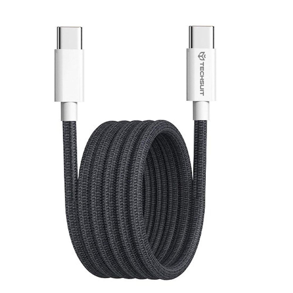 Кабел за данни и зареждане USB-C - USB-C Techsuit PCB114D, 60W, 1m, Черен