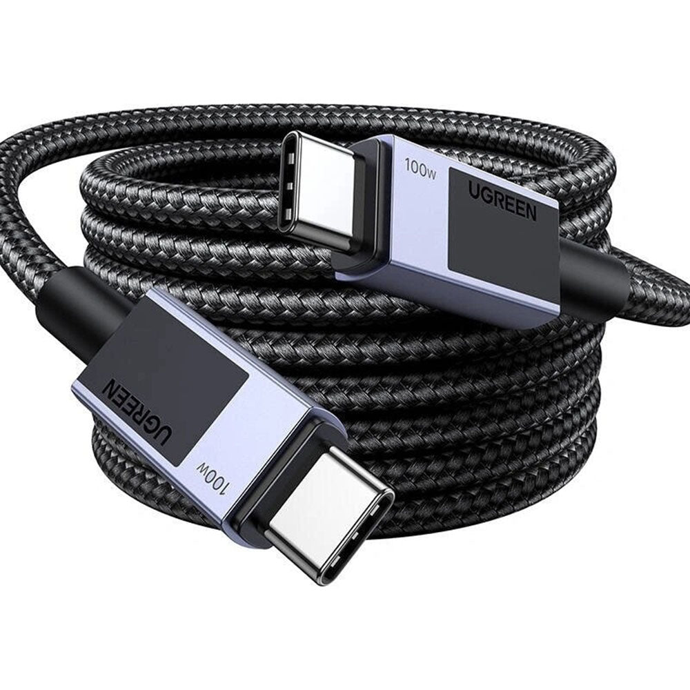 Кабел за данни и зареждане USB-C - USB-C UGREEN L512, 100W, 1m, Сив