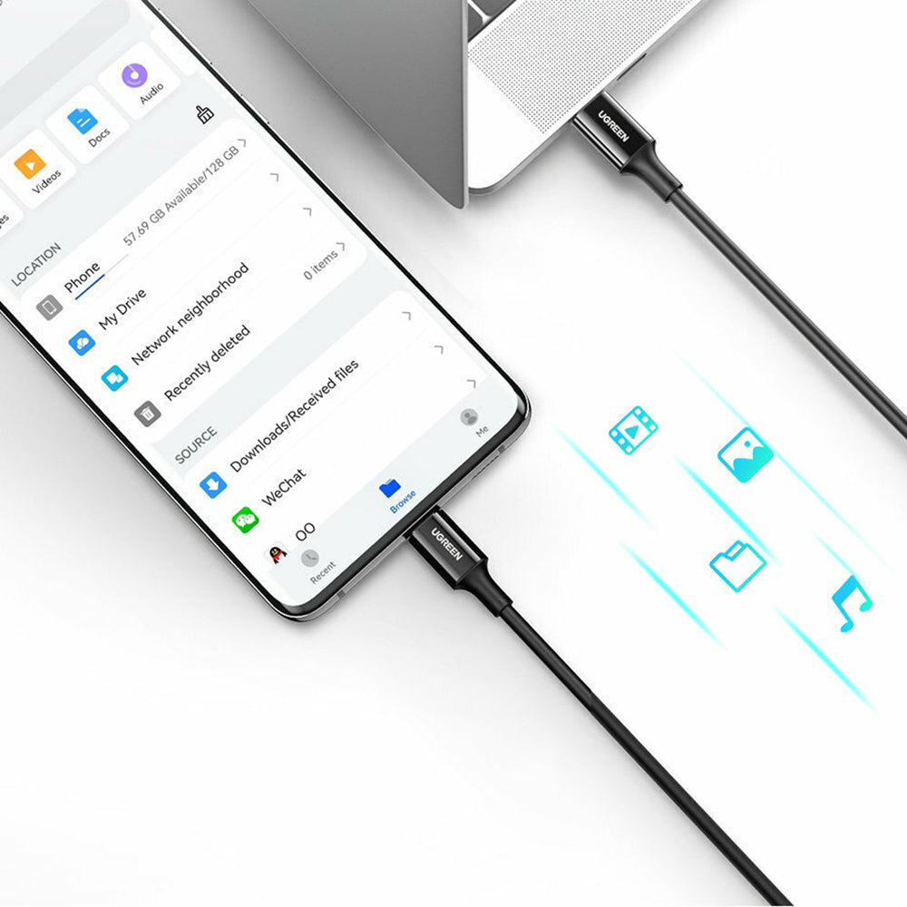 Кабел за данни и зареждане USB-C - USB-C UGREEN US300 (80371), 100W, 1m, Черен