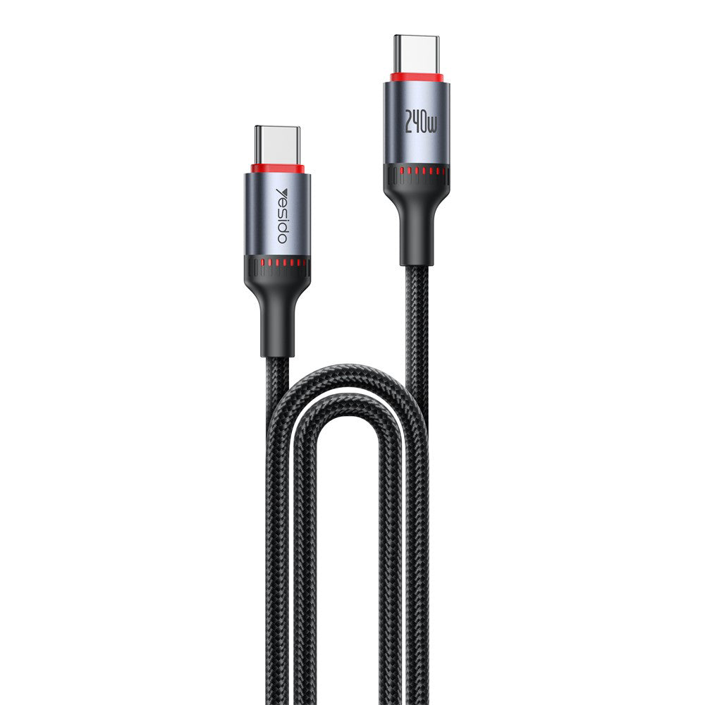 Кабел за данни и зареждане USB-C - USB-C Yesido CA185, 240W, 1.2m, Черен