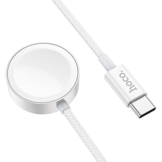 Безжично зарядно устройство HOCO CW59 за Apple Watch / Samsung Galaxy Watch Series, USB-C, Бяло