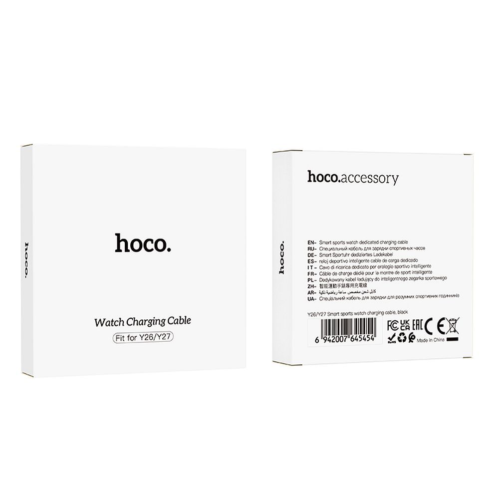 Кабел за зареждане за Smartwatch HOCO Y26 / Y27, USB-A, Черен
