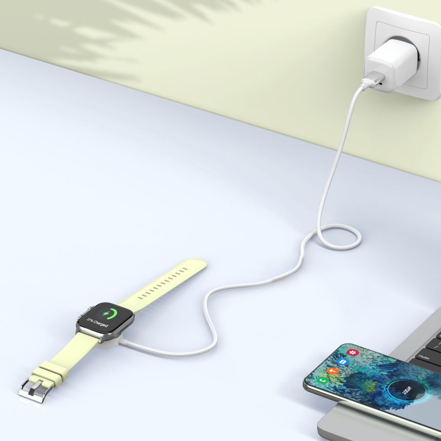Безжично зарядно устройство Tech-Protect MC02 Ultraboost за Apple Watch Series, USB-A, Бяло