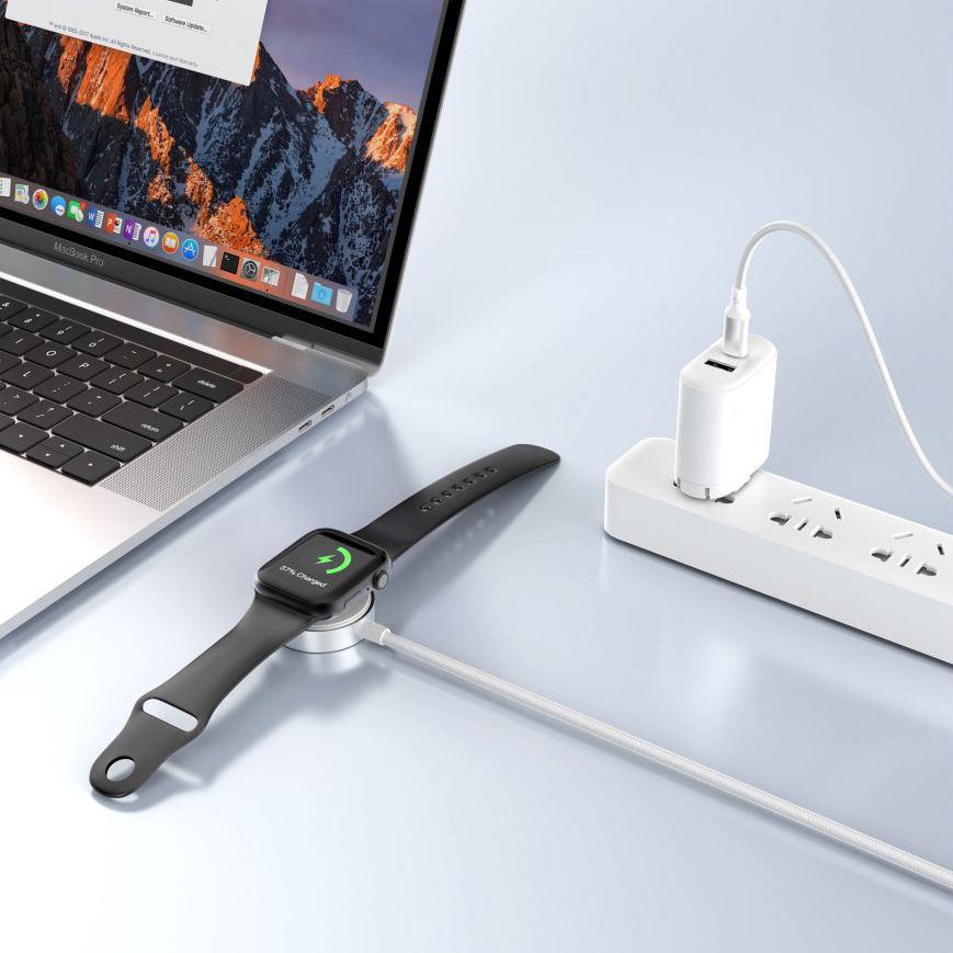 Безжично зарядно устройство Tech-Protect MC02 Ultraboost за Apple Watch Series, USB-A, Бяло