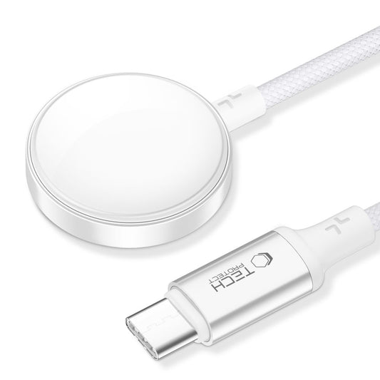 Безжично зарядно устройство Tech-Protect MC02 Ultraboost C за Apple Watch Series, USB-C, Бяло