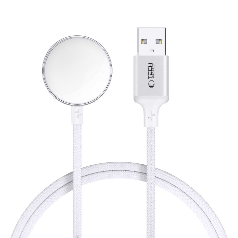 Безжично зарядно устройство Tech-Protect MC02 Ultraboost за Apple Watch Series, USB-A, Бяло