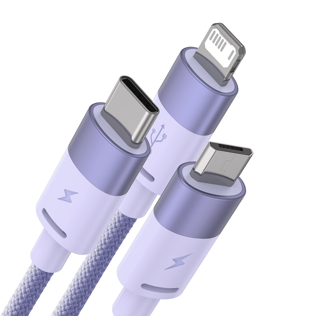 Кабел за зареждане USB-A - Lightning / microUSB / USB-C Baseus StarSpeed 3in1, 20W, 1.2m, Лилав CAXS000005