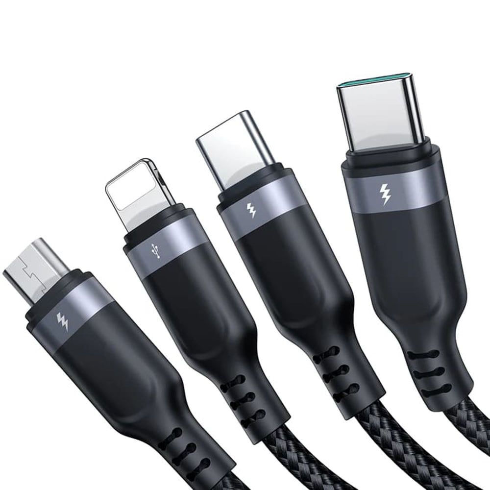 USB-A - Lightning / microUSB / 2 x USB-C кабел за зареждане Joyroom S-1T4018A18 4в1, 20W, 1,2 м, черен