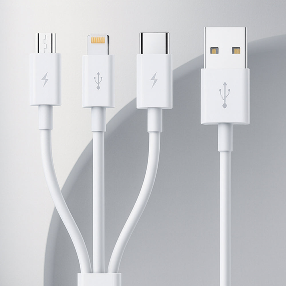 Кабел за зареждане USB-A - Lightning / microUSB / USB-C Baseus 3в1, 100W, 1.5m, Бял P10377705213-00
