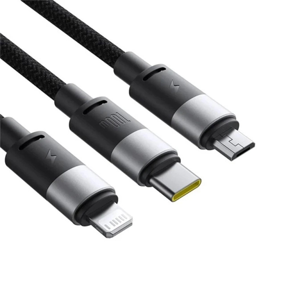Кабел за зареждане USB-A - Lightning / microUSB / USB-C Baseus StarSpeed 3in1, 100W, 1.5m, Черен P10319900111-01