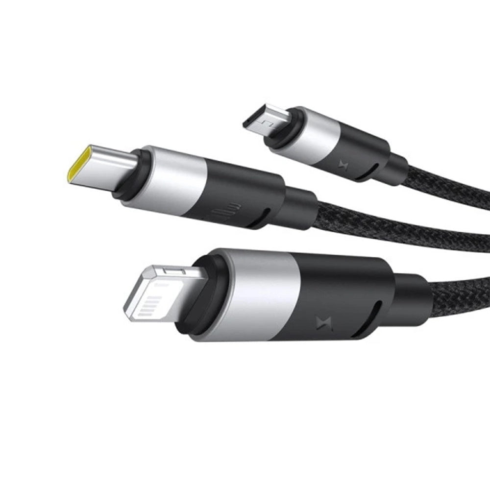 Кабел за зареждане USB-A - Lightning / microUSB / USB-C Baseus StarSpeed 3in1, 100W, 1.5m, Черен P10319900111-01