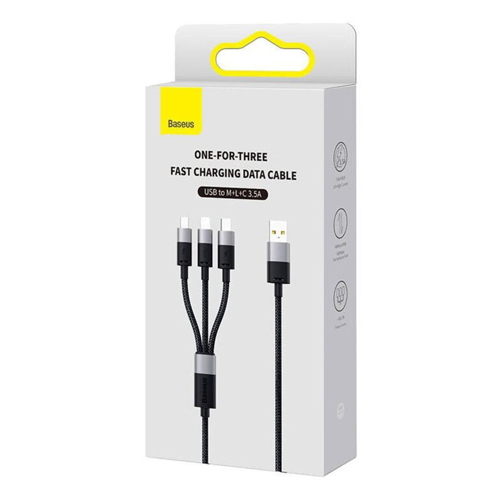 Кабел за зареждане USB-A - Lightning / microUSB / USB-C Baseus StarSpeed 3in1, 100W, 1.5m, Черен P10319900111-01