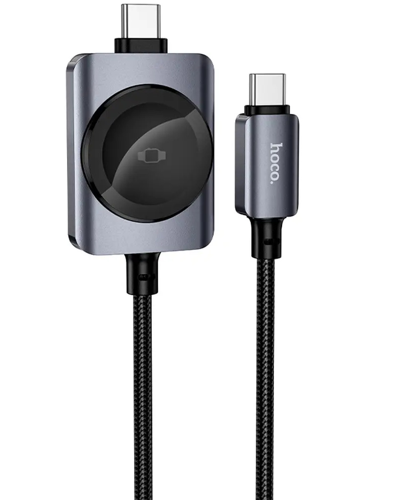 Кабел за зареждане USB-C - USB-C HOCO CW66 2в1, 100W, 1.2м, Черен